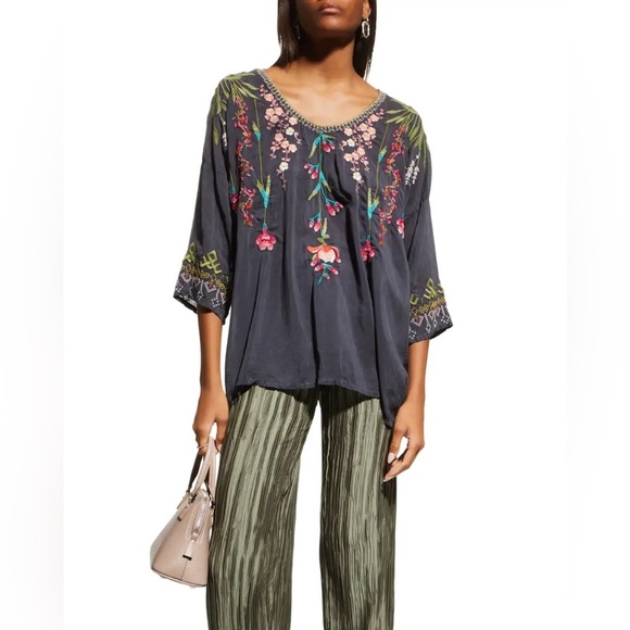 NWT Johnny Was Gia Blouse Top Grey Extra Small XS - Picture 4 of 11